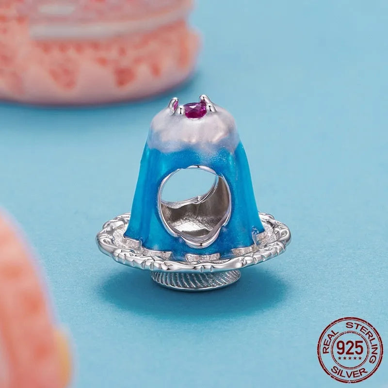 S925 sterling silver dripping pudding bead charm in silver colour with 1.2cm height and 1.3cm width