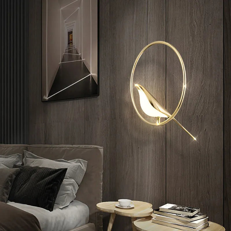 Modern minimalist magpie bird chandelier light fitting in zinc alloy and acrylic