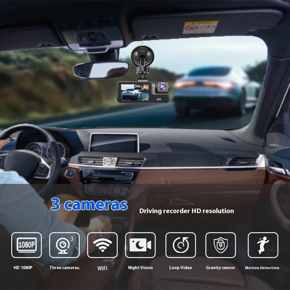 Front or rear car WiFi driving recorder with 2.0 inch screen on dashboard
