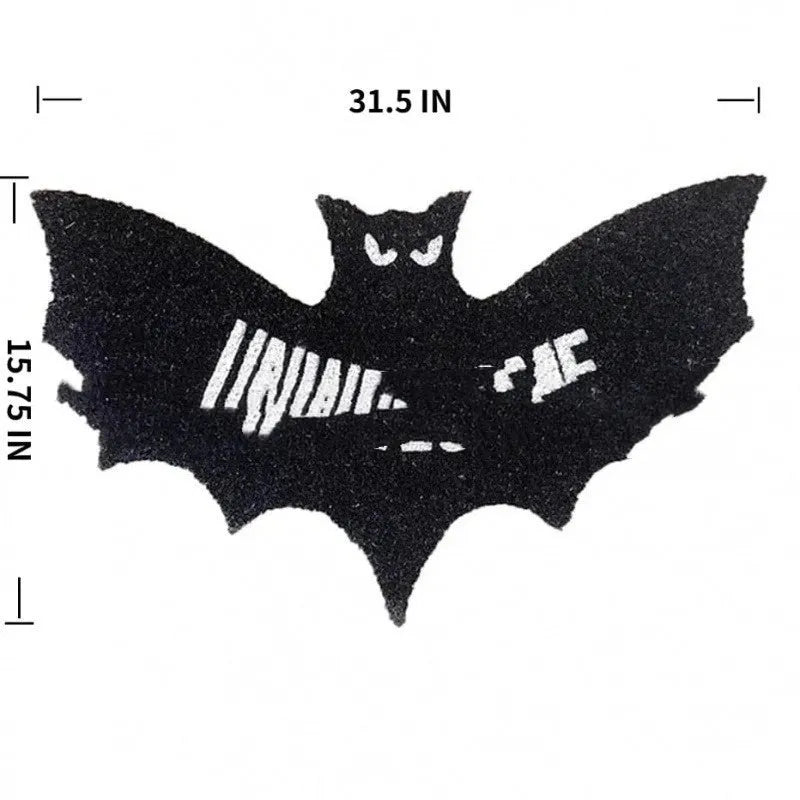 Bat-shaped coconut palm mat in plastic, 40x80cm, decorative bat mat for doorway or entryway