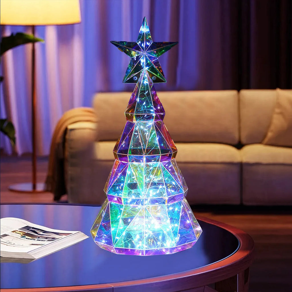 Colourful cartoon Christmas tree light decoration with PET plastic construction measuring 20cm height