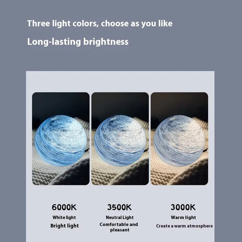 Glass Milky Way starry sky night lamp with planet design, available in 15cm, 20cm and 25cm tricolor light sizes
