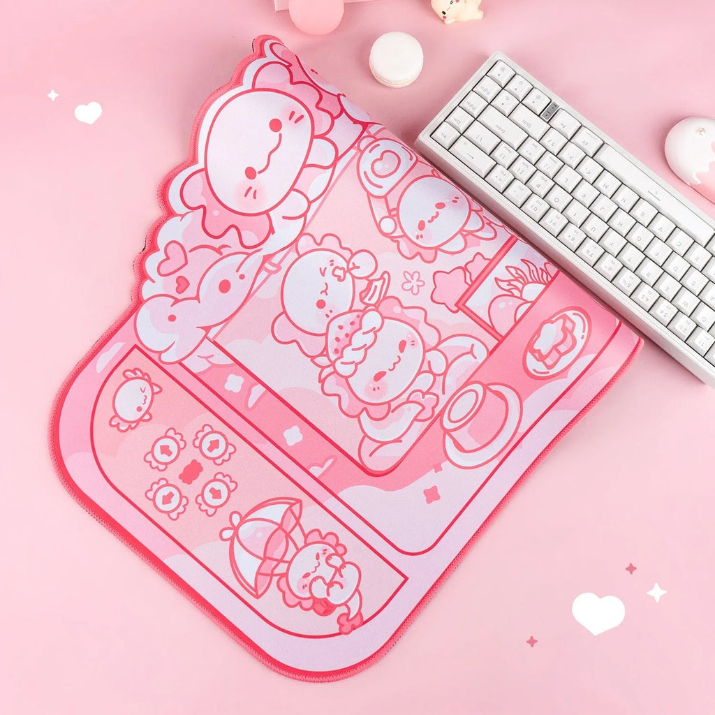 Hexagonal dragon crane machine large cloth mouse pad measuring 75x40cm with cartoon anime design