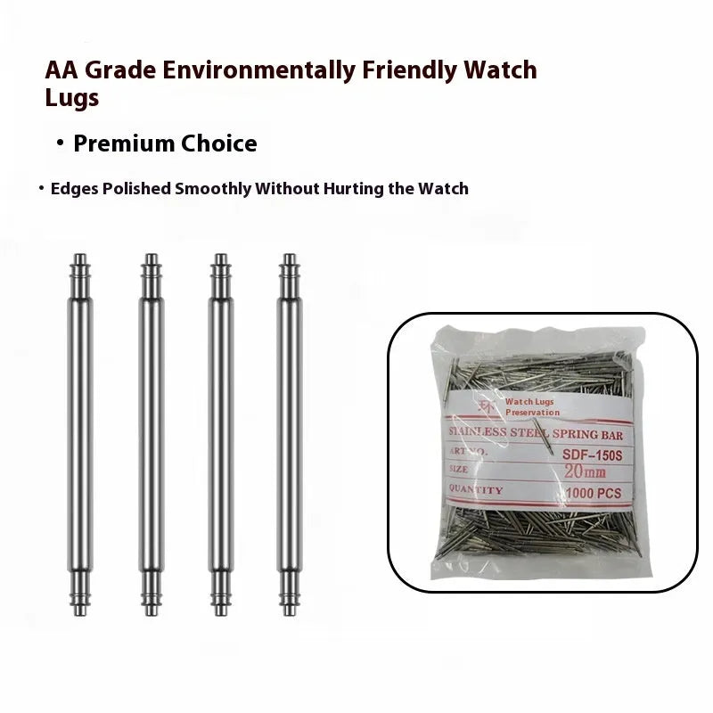 Watch accessories set including bolt, auricular needle, spring shaft in sizes 21mm to 26mm