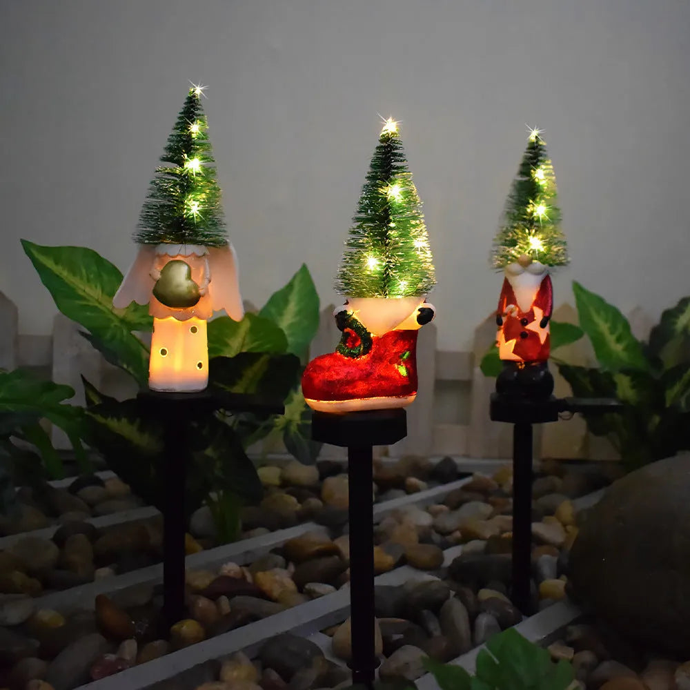 45cm Christmas solar outdoor yard lamp with IP55 rating, 50000 hour lifespan, and festive snowman or tree design