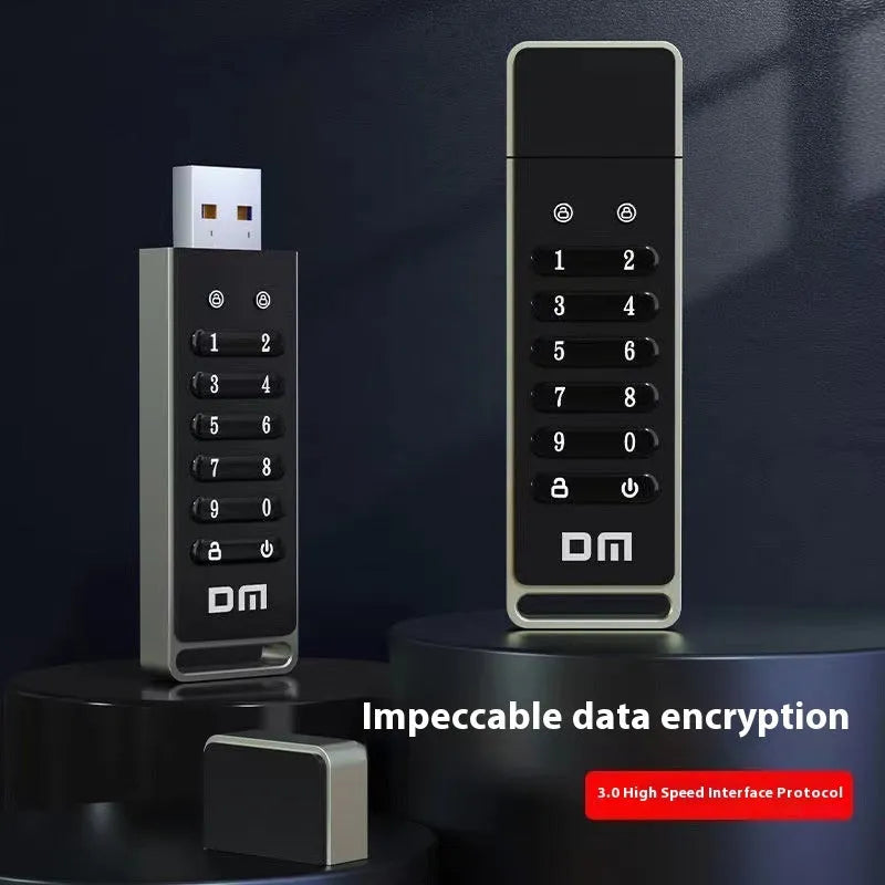 Metal USB flash drive with fingerprint sensor and 64GB capacity for secure file storage
