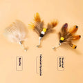 Three steel wire cat toy replacement heads with colourful flying insect designs