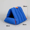Triangular blue cat nest with drilled combination holes and removable cotton cover