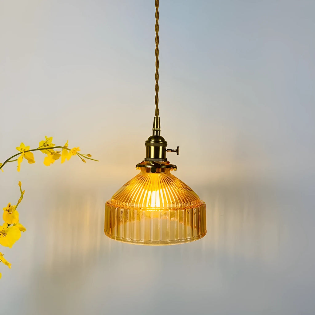 Nordic-style brass chandelier with glass shade on adjustable 1.5m wire and iron ceiling plate