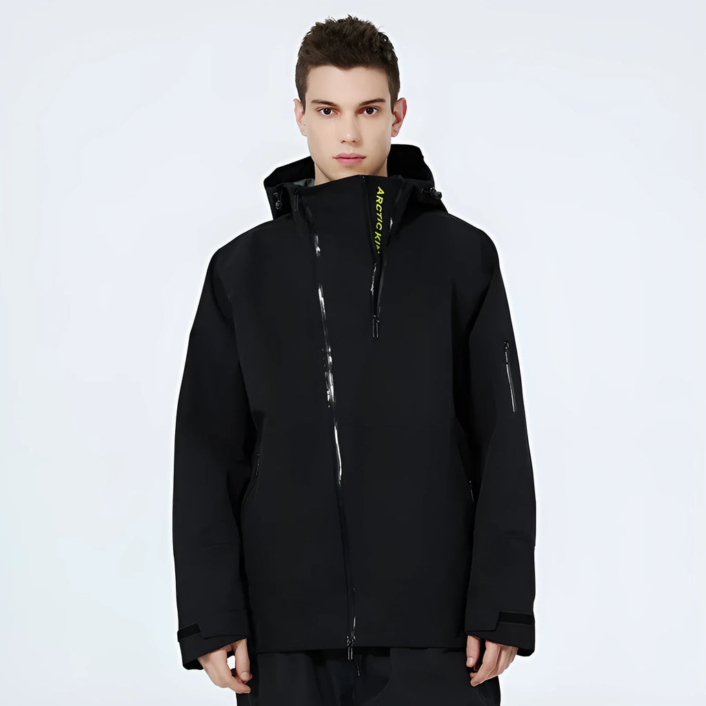 Thin black windproof waterproof double plate ski suit for men and women