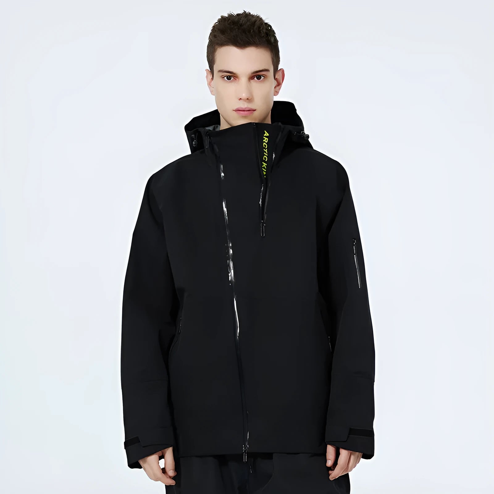 Thin black windproof waterproof double plate ski suit for men and women