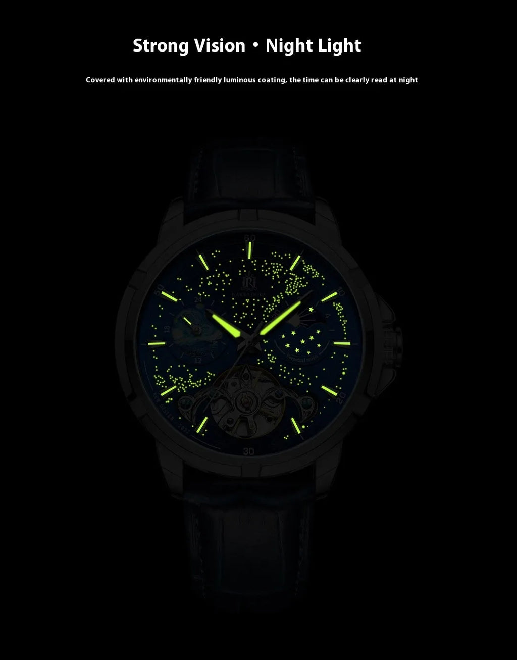 Men's blue automatic mechanical watch with metal bracelet showing side profile with 14mm thickness