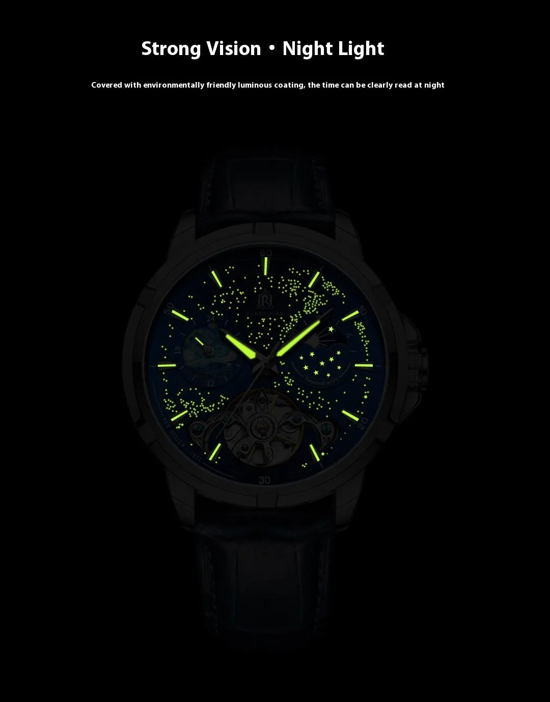 Men's blue automatic mechanical watch with metal bracelet showing side profile with 14mm thickness