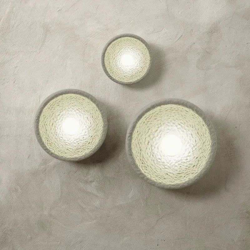 Japanese minimalist wall lamp with round resin shade in 20cm, 26cm or 32cm diameter sizes