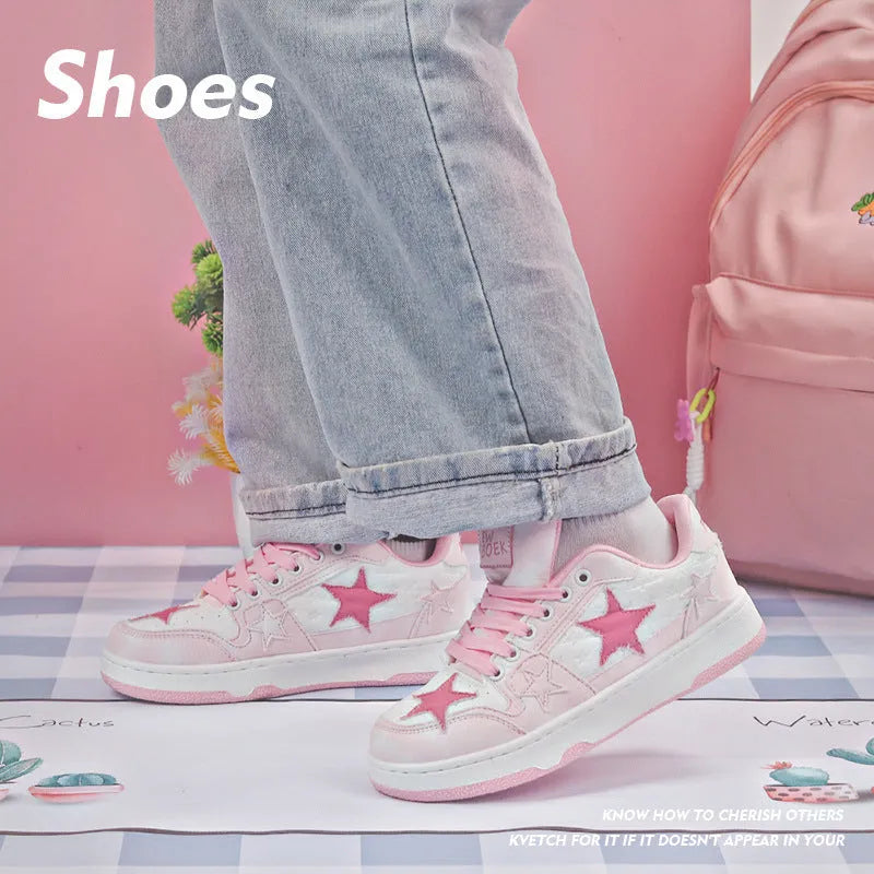 Korean style denim couple skateboard shoes in black, green, or pink with flat rubber sole