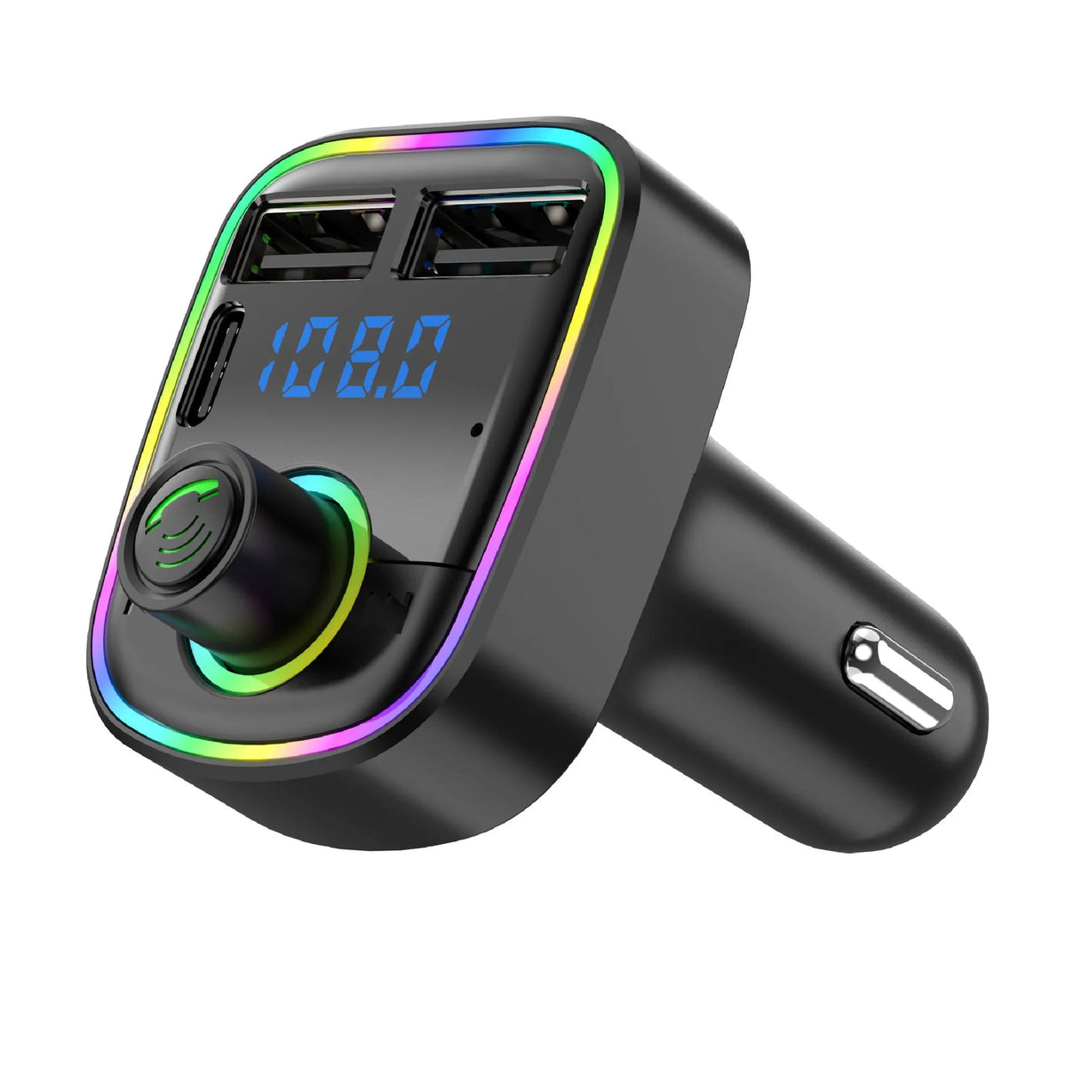 Vehicular Bluetooth MP3 player charger with 1.1 inch display and ABS casing in C2 colour box packaging