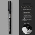 Waterproof mirror marker pen with black ink, shown with 1mm and 2mm tip size options.