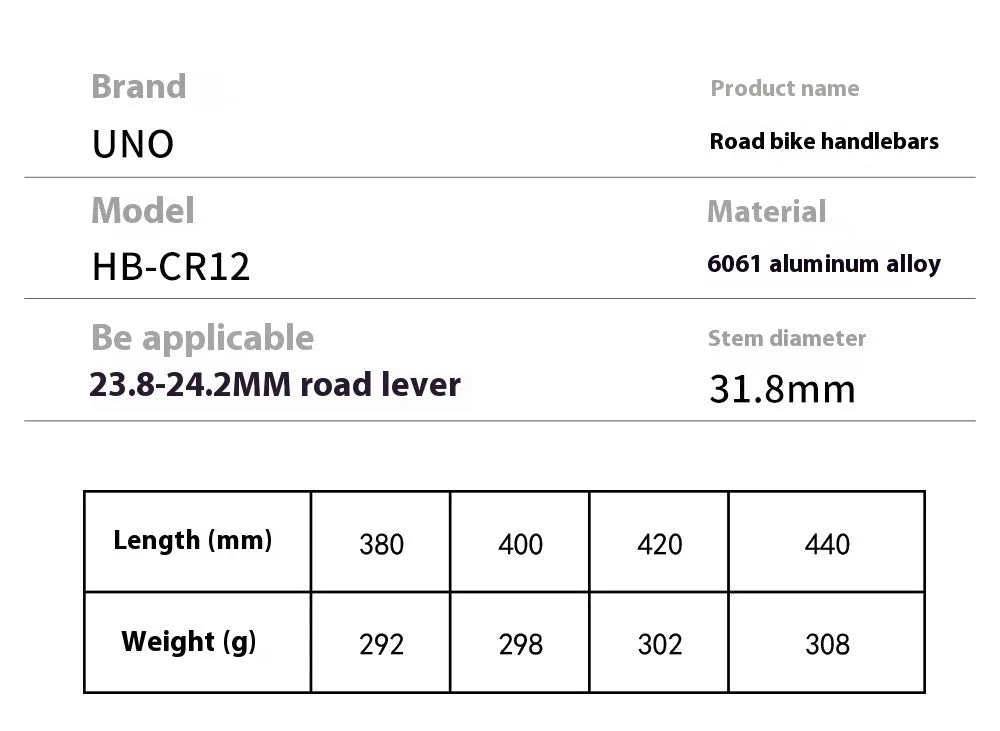 Black aluminium alloy road bike bent handlebar showing clamp area and printed size marking.