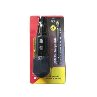 Black and blue alloy steel straight handle electric screwdriver with lithium battery