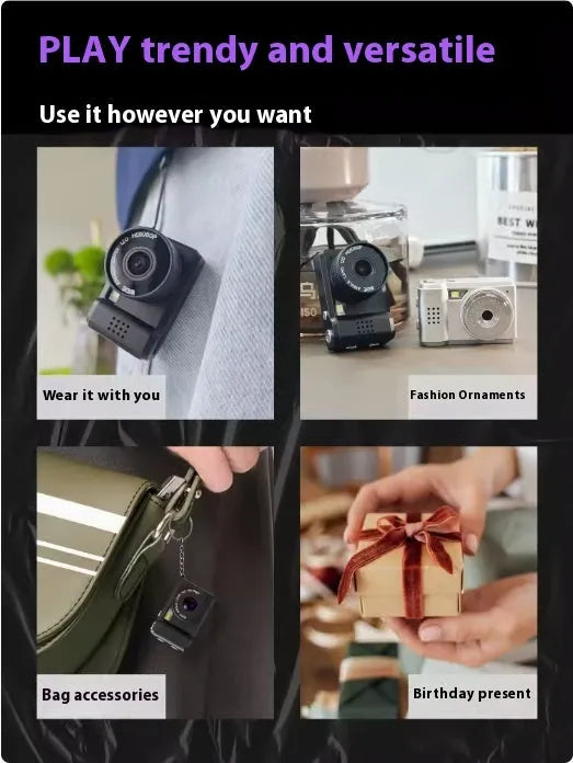 Thumb camera with 0.9 inch screen, 8MP, optical anti shake, in black SLR, pink SLR, or white.