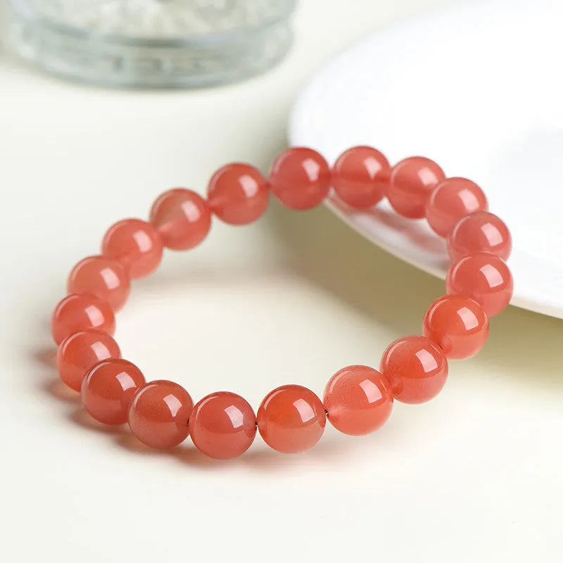 Natural South red cherry red agate bracelet with polished beads in scattered design