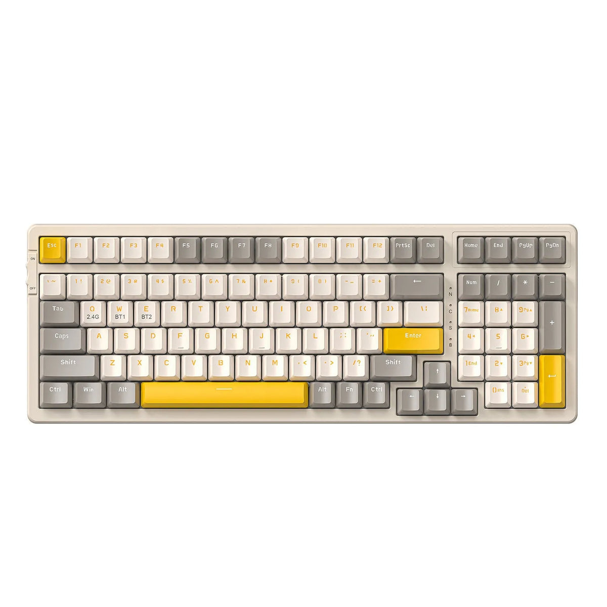 K96 Bluetooth dual-mode mechanical keyboard with red switches in compact 39cm ABS chassis