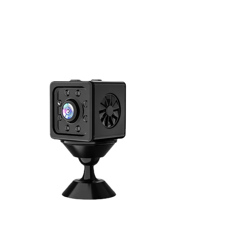 Black ABS remote network sports camera with bracket on a white background.