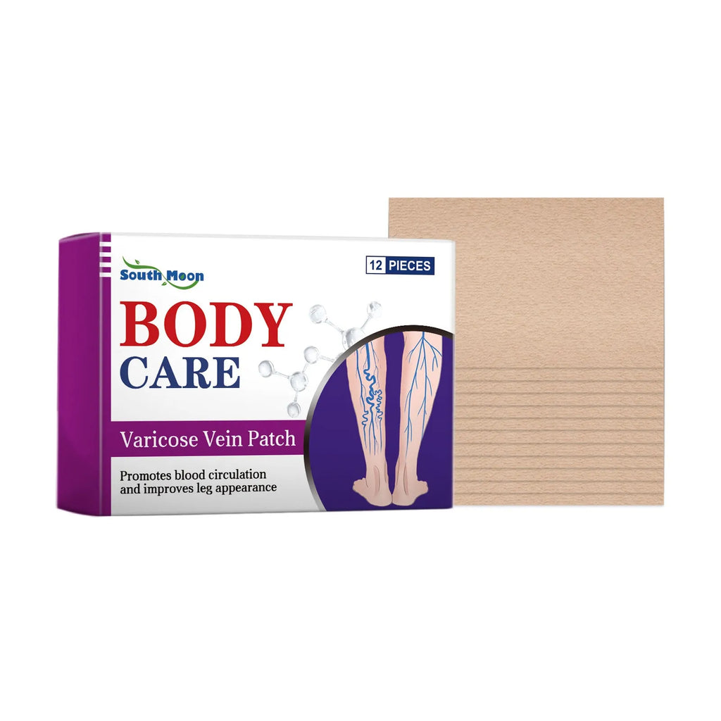 Pack of 12 leg care patches with plant ingredients for nourishing massage