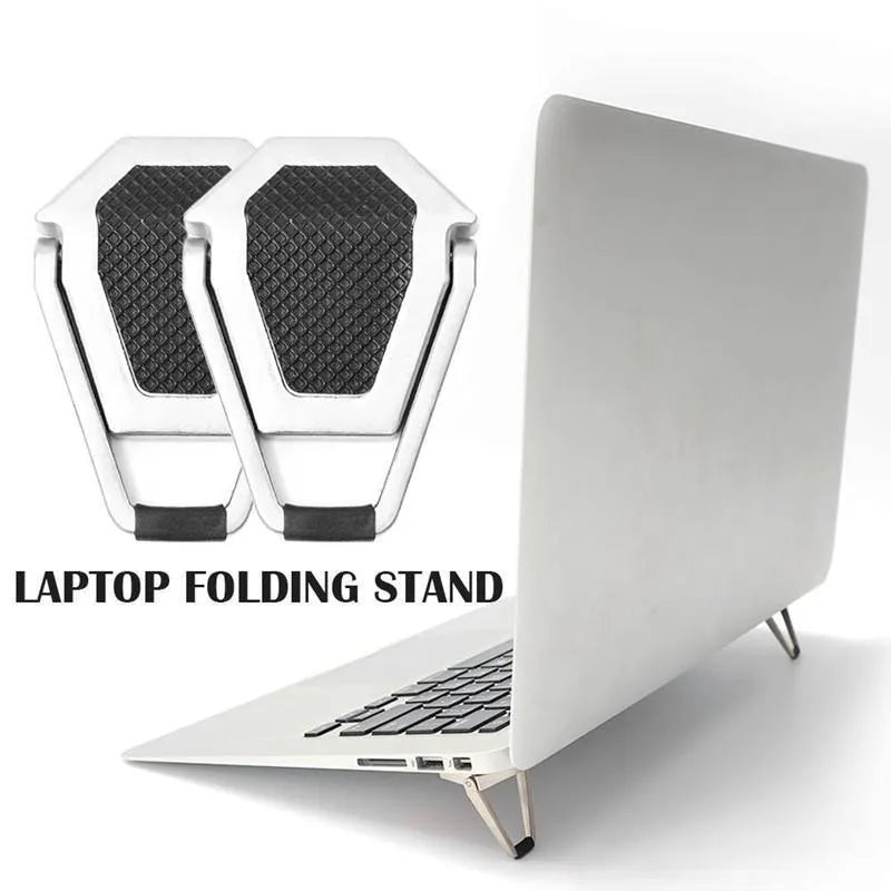 Aluminum alloy foldable computer bracket with adhesive pads for desk organisation