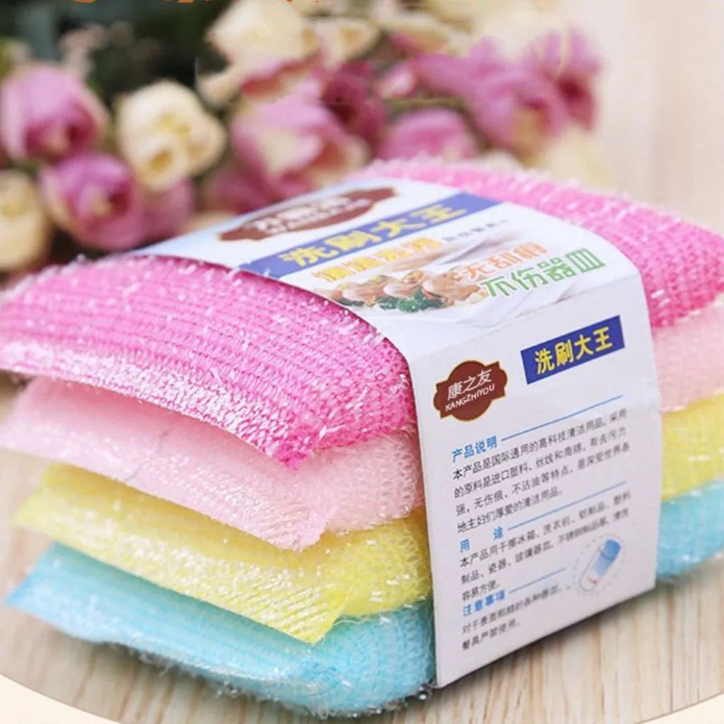 Pinstripe fabric dishwashing spong mop in macaron colours measuring 12cm with fine stripe pattern