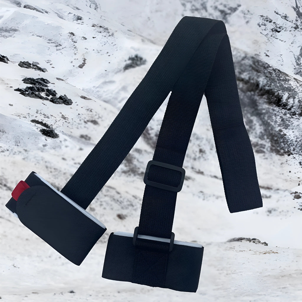 Hook and loop ski bandage with adjustable shoulder strap in multiple colour options