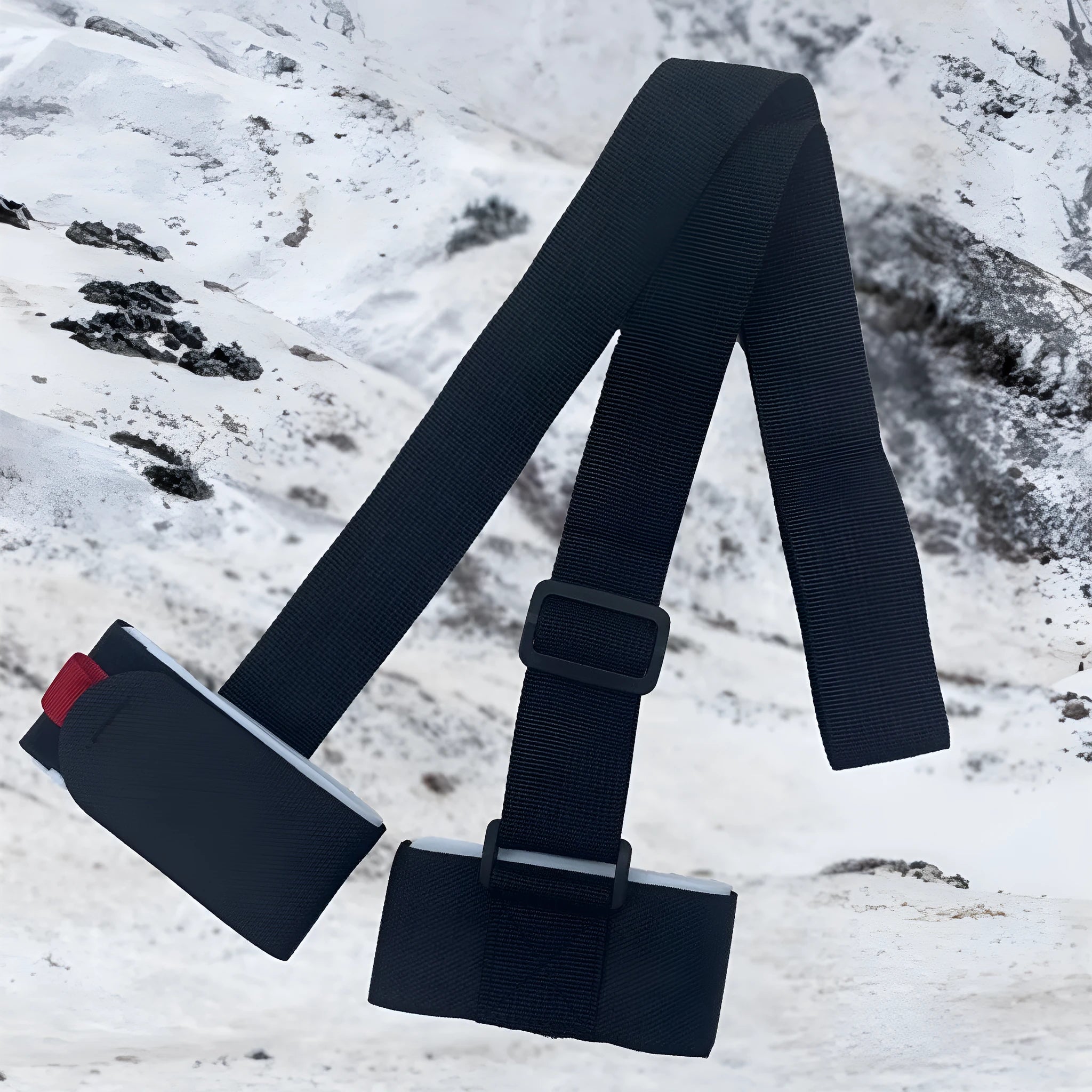 Hook and loop ski bandage with adjustable shoulder strap in multiple colour options