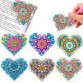 Set of six handmade PU leather bookmarks with crystal and flower cornerite decorations.