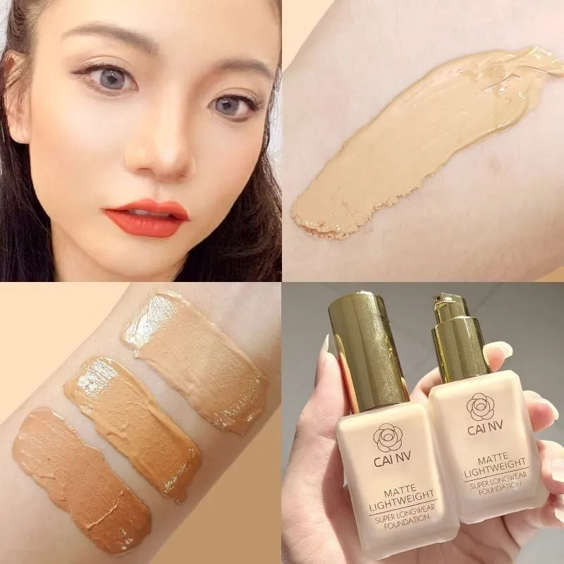 Liquid foundation wheat black leather white blend agent in natural colour for mixed skin