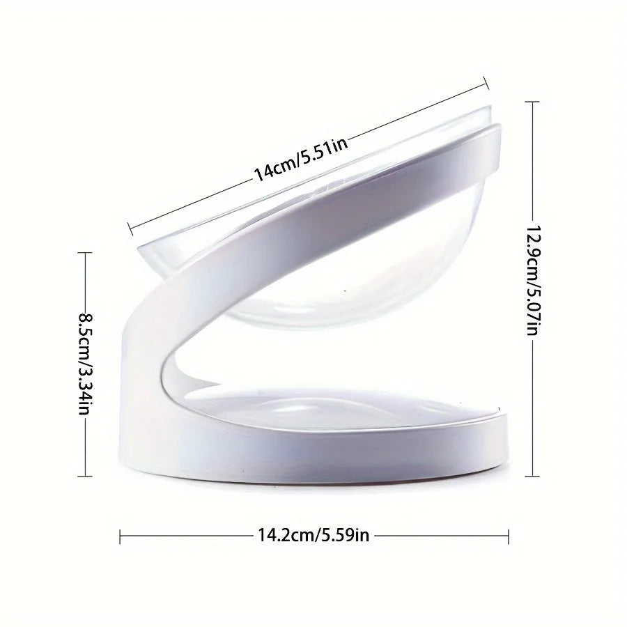 White elevated cat food bowl with ergonomic anti-vomit tilt design