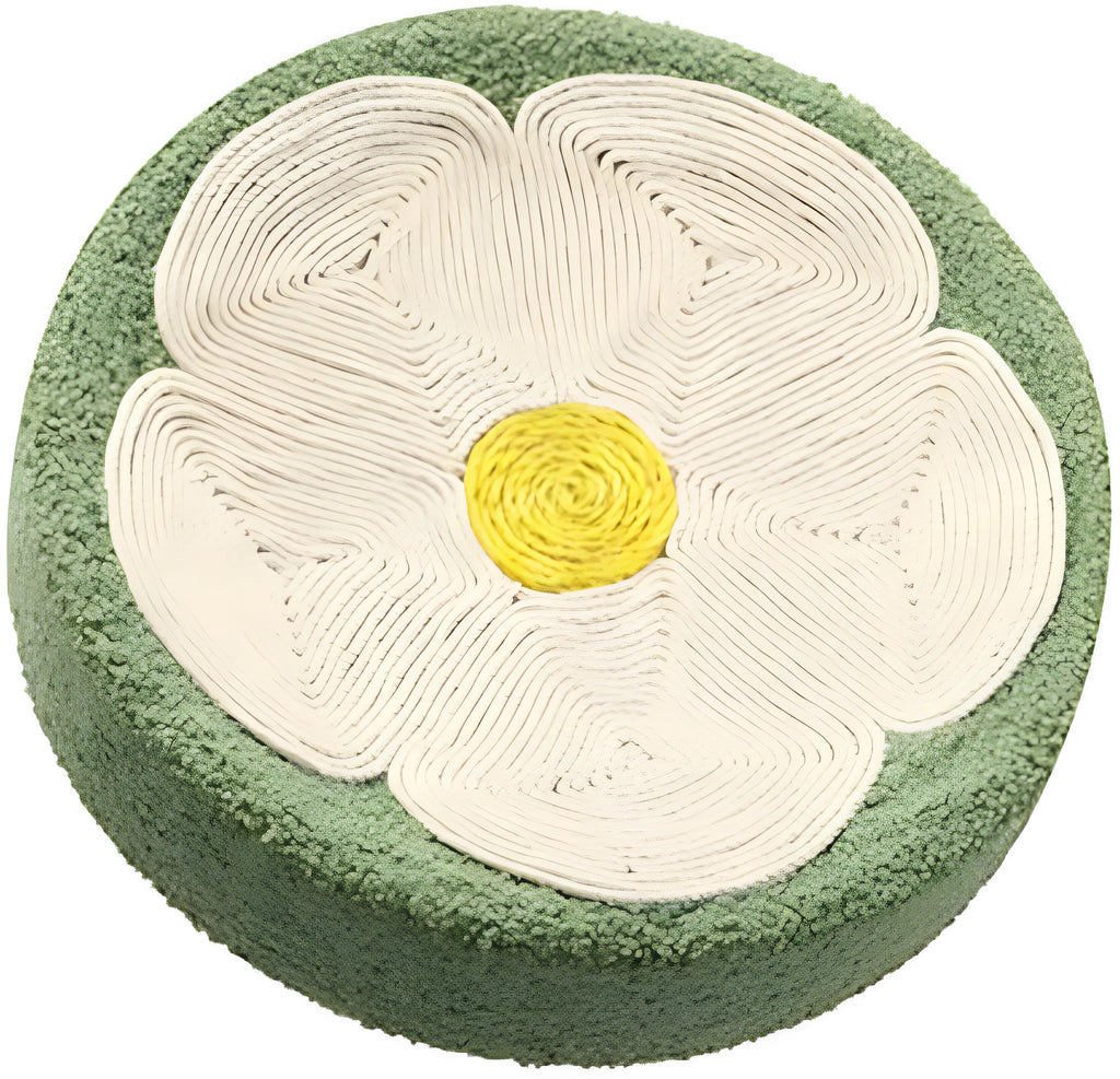 Green round sisal cat scratcher bowl serving as lounge bed with 39cm diameter