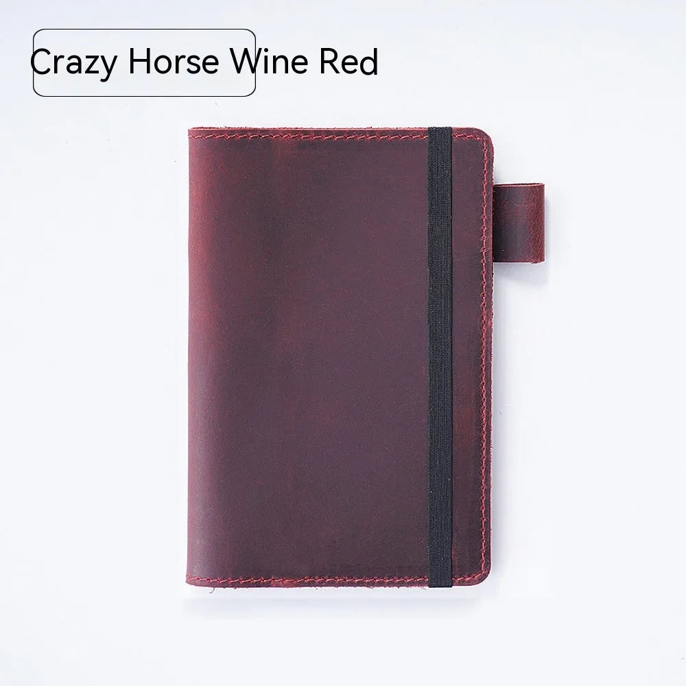 Handmade leather cover notebook with 100 sheets of wood-free paper in 9x14cm format