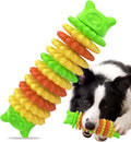 Blue green pink caterpillar shaped natural rubber dog chew toy 17cm long