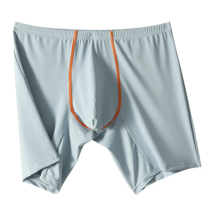 Men's ice silk nylon boxer shorts, mid-waist U-convex quick-drying trunks, black, white, light green, dark blue, sky blue