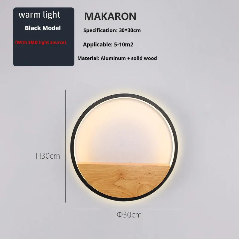 LED wall lamp with acrylic shade, E14 holder, push-button switch, black or white, 20cm or 30cm