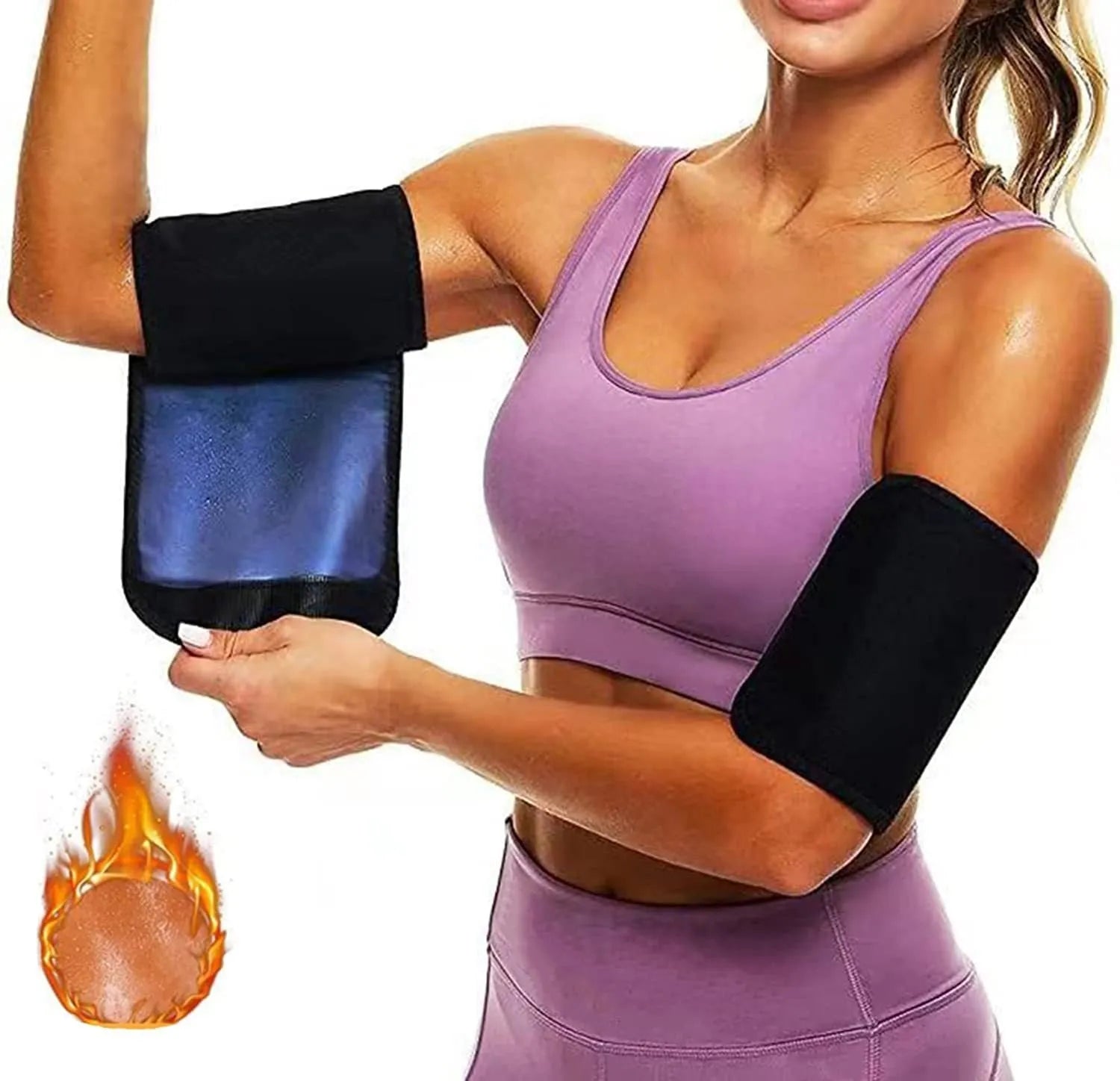 Adjustable sports arm band sweatband in black red and blue colours for yoga and fitness training with multiple size options