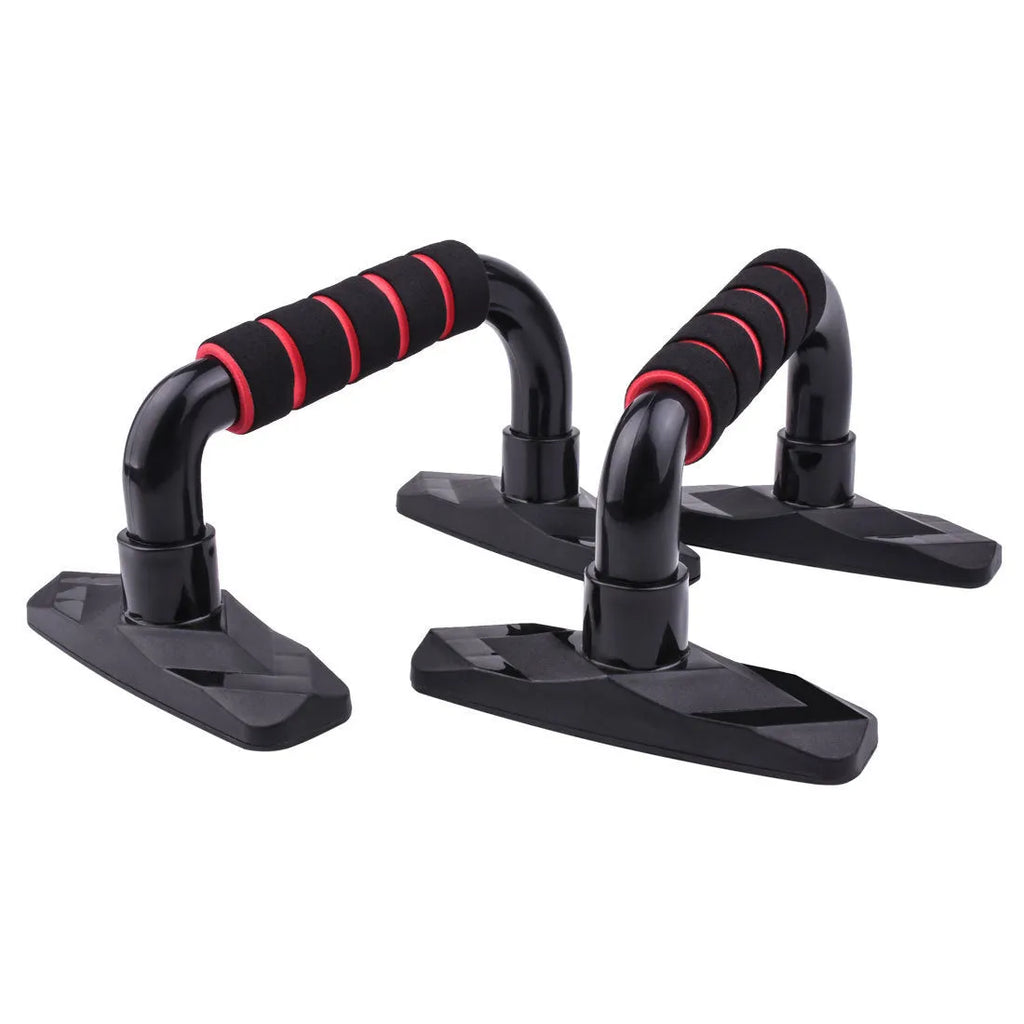 Pair of I-shaped push up bars with PP sponge grips in available colours for upper body strength training