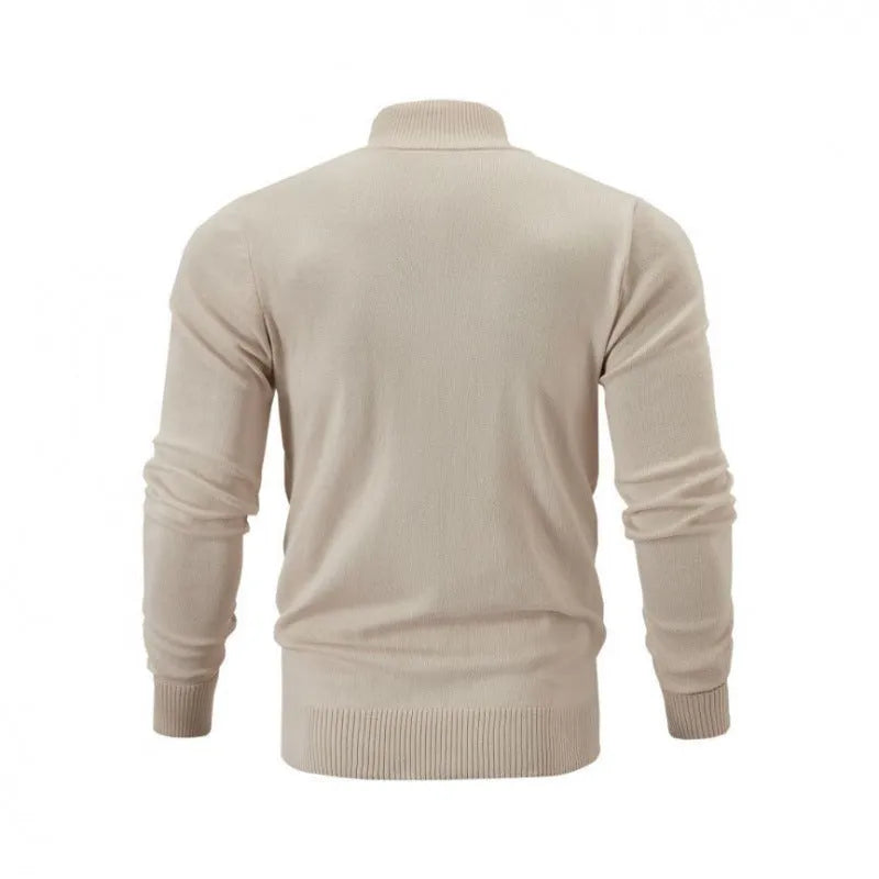 Casual zip-front sports sweater with stand collar in cotton fabric, loose fit, multiple colour options