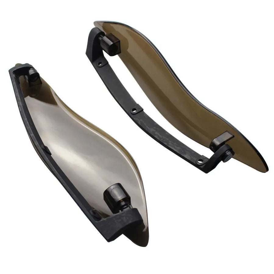 Harley-Davidson motorcycle windshield side wing kit in ABS plastic, smoked and black options