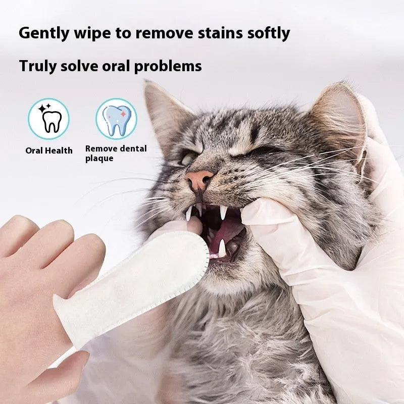 Pack of 50 disposable non-woven fabric pet dental cleaning finger stalls for dogs and cats