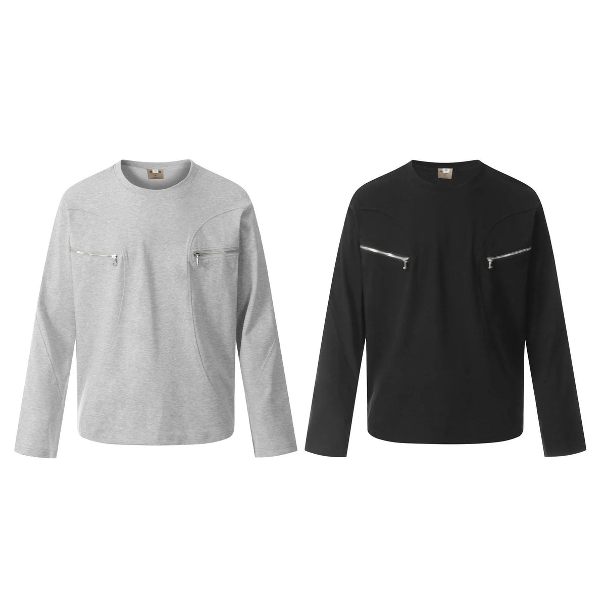 Cotton loose fit long sleeve pullover in black and flower grey colours