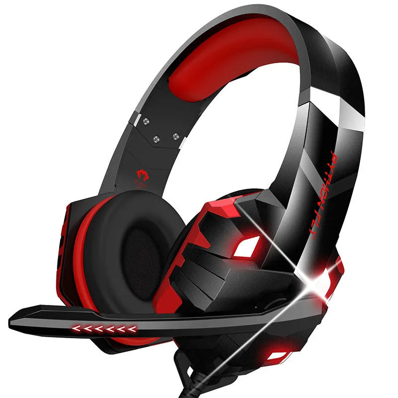 Wired gaming headset with microphone and breathing lights in blue colour showing 3.5mm plug