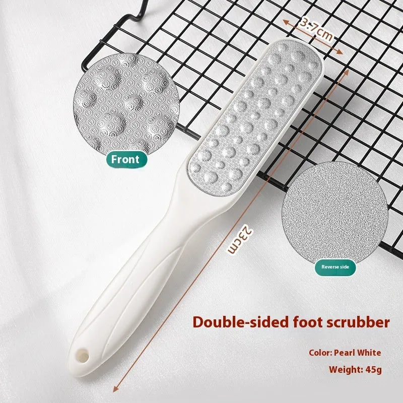 Stainless steel double-sided foot grinder with sandpaper filing surfaces in OPP protective bag