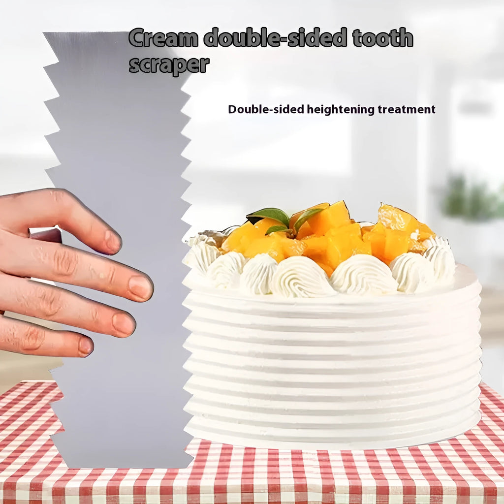 Stainless steel cake decorating cream scraper with polygon patterns