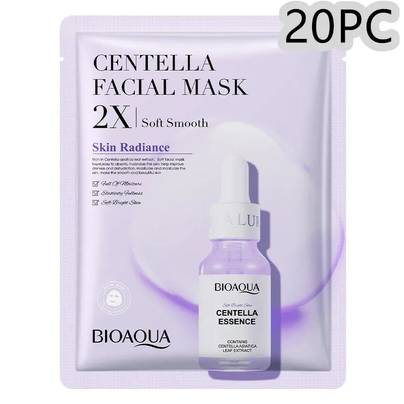 Collagen face mask sheet in sachet with 30g collagen, hyaluronic acid, vitamin C or Centella Asiatica formula